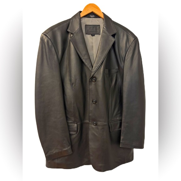 Stafford Men's Executive Genuine Black Leather Blazer Jacket Size Large